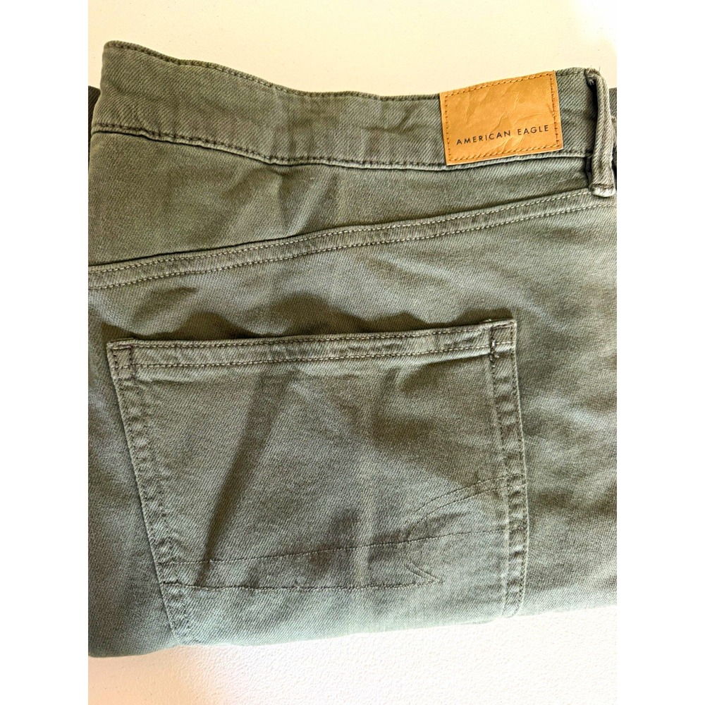 American Eagle Women's Plus 18 Low Rise Baggy Wide-Leg Stretch Jeans Green Dark